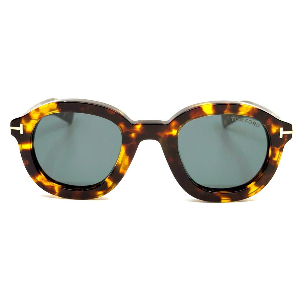 Tom Ford Tortoiseshell Round Sunglasses with Dark Green Lenses